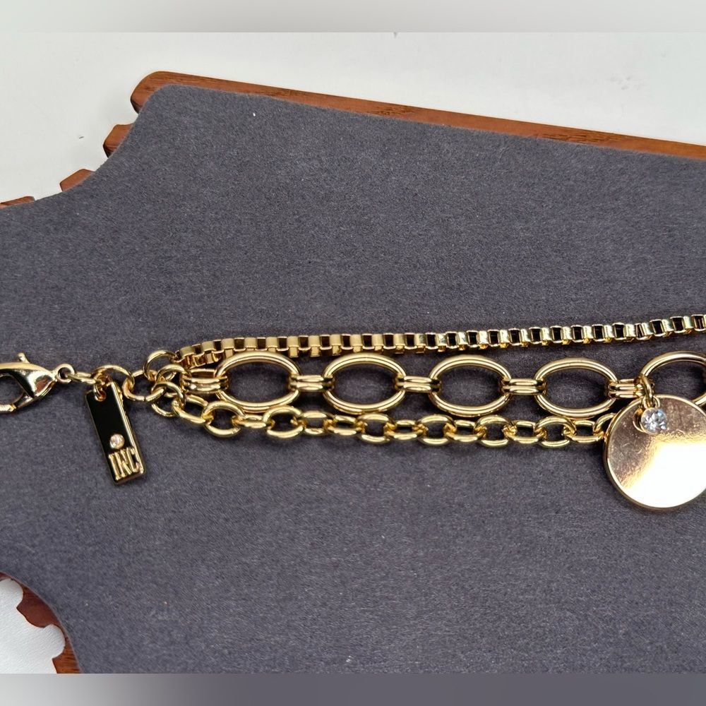 INC International Concepts Gold-Tone Layered Chain Bracelet with Charm - Picture 5 of 6